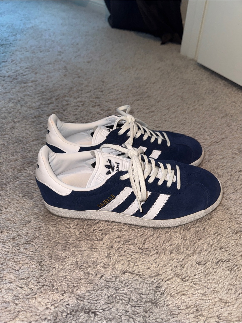 adidas Gazelle Navy and White Sneakers